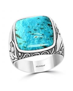 EFFY® Men's Turquoise Eagle Ring in Sterling Silver