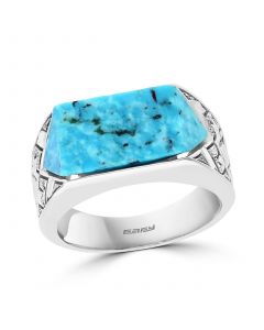 EFFY® Men's Turquoise Ring in Sterling Silver