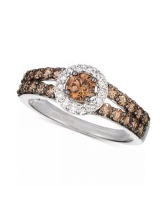 Chocolate Diamond (1 ct. t.w.) & Nude Diamond (1/8 ct. t.w.) Halo Ring in 14k White, Yellow or Rose Gold