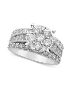 Diamond Cluster Multi-Row Engagement Ring (3 ct. t.w.) in 14k White Gold