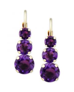 Amethyst Triple Stone Drop Earrings (1-3/8 ct. t.w.) in 14k Gold