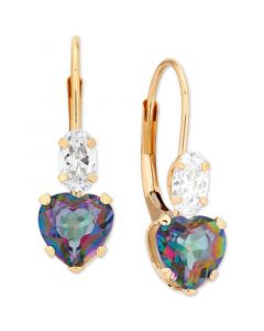 Mystic Topaz (2 ct. t.w.) & Cubic Zirconia Leverback Drop Earrings in 14k Gold