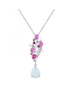 Multi-Gemstone Cluster Drop 18" Pendant Necklace (1-1/2 ct. t.w.) in Sterling Silver