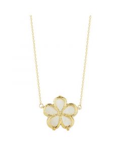 Mother-of-Pearl Flower 18" Pendant Necklace in 14k Gold