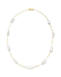 Cultured Freshwater Baroque Pearl (8 x 22mm) 24" Paperclip Necklace in 14k Gold-Plated Sterling Silver