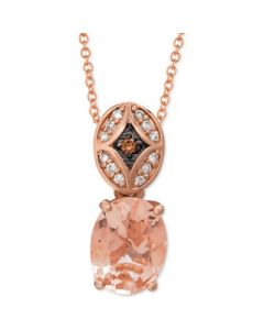 Peach Morganite (1-1/3 ct. t.w.) & Diamond (1/20 ct. t.w.) 18" Pendant Necklace in 14k Rose Gold