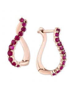 Ruby Swirl Hoop Earrings (3/4 ct. t.w.) in 14k Rose Gold