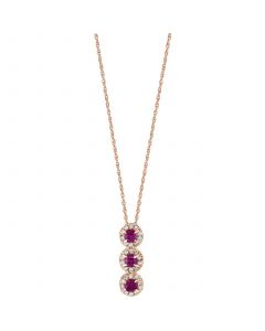 Ruby (1/6 ct. t.w.) & Diamond (1/10 ct. t.w.) Triple Halo 17" Pendant Necklace in 14k Rose Gold