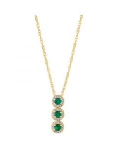 Emerald (1/6 ct. t.w.) & Diamond (1/10 ct. t.w.) Triple Halo 18" Pendant Necklace in 14k Gold