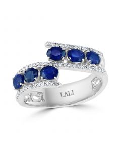 Sapphire (1-1/3 ct. t.w.) & Diamond (1/5 ct. t.w.) Bypass Ring in 14k White Gold