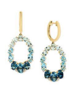 Multi-Topaz (7-1/5 ct. t.w.) & Diamond (1/20 ct. t.w.) Dangle Hoop Drop Earrings in 14k Gold