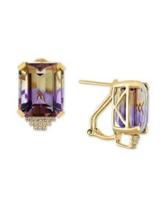 Ametrine (19-3/8 ct. t.w.) & Diamond (1/8 ct. t.w.) Stud Earrings in 14k Gold