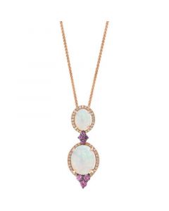 Multi-Gemstone (2-7/8 ct. t.w.) & Diamond (1/5 ct. t.w.) Double Drop 18" Pendant Necklace in 14k Rose Gold