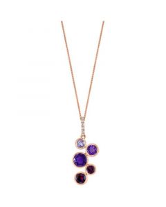 Multi-Gemstone (2-1/8 ct. t.w.) & Diamond (1/20 ct. t.w.) Bezel 18" Pendant Necklace in 14k Rose Gold