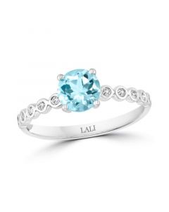 Aquamarine (3/4 ct. t.w.) & Diamond (1/10 ct. t.w.) Ring in 14k White Gold