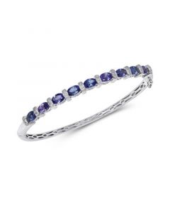 Tanzanite (4 ct. t.w.) & Diamond (1/10 ct. t.w.) Bangle Bracelet in Sterling Silver