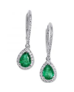 Emerald (1-1/5 ct. t.w.) & Diamond (1/3 ct. t.w.) Drop Earrings in 14k White Gold