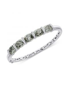 Green Quartz (11-1/2 ct. t.w.) & Diamond (1/8 ct. t.w.) Bangle Bracelet in Sterling Silver