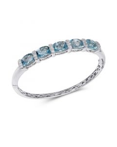 Blue Topaz (14 ct. t.w.) & Diamond (1/8 ct. t.w.) Bangle Bracelet in Sterling Silver