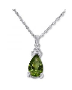 Peridot (5/8 ct. t.w.) & Diamond Accent 18" Pendant Necklace in 14k White Gold