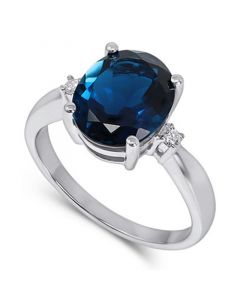 London Blue Topaz (3-3/4 ct. t.w.) & Diamond (1/20 ct. t.w.) Ring in 14k White Gold