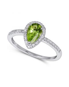 Peridot (5/8 ct. t.w.) & Diamond (1/8 ct. t.w.) Ring in 14k White Gold