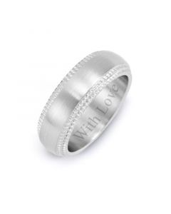 Men's Stainless Steel "With Love" Band with Milgrain Edging