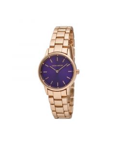 Women's Sunray Dial Rose Gold-Tone Alloy Matte and Shiny Link Bracelet Watch 32mm