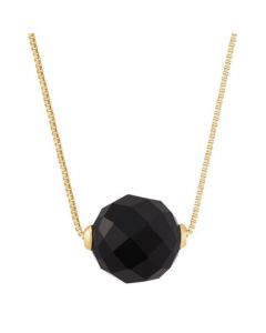 Onyx Solitaire 18" Pendant Necklace in 14k Gold