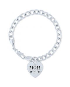 Diamond Mom Heart Charm Bracelet (1/10 ct. t.w.) in Sterling Silver