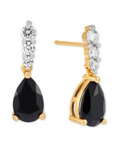 Onyx & Cubic Zirconia Drop Earrings in 14k Gold-Plated Sterling Silver