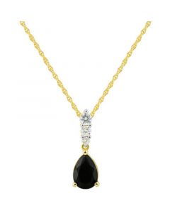 Onyx & Cubic Zirconia 18" Pendant Necklace in 14k Gold-Plated Sterling Silver