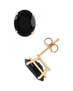 Onyx Oval Stud Earrings in 14k Gold