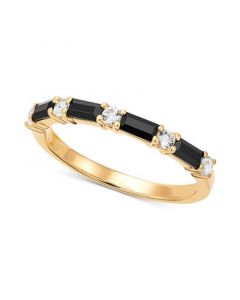 Onyx & White Topaz (1/4 ct. t.w.) Stack Ring in 14k Gold