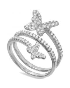 Cubic Zirconia Butterfly Wrap Ring in Sterling Silver, Created for Macy's