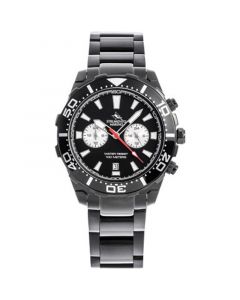 Men's Dual Time Zone Skipper Black PVD Stainless Steel Bracelet Watch 44mm, Created for Macy's