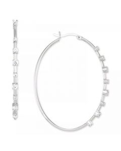 Cubic Zirconia Oval Hoop Earrings