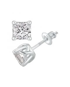 GIA Certified Diamond Princess Stud Earrings (1 1/2 ct. t.w.) in 14K White Gold