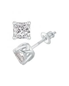 GIA Certified Diamond Princess Stud Earrings (1 ct. t.w.) in 14K White Gold