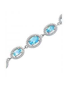 Blue Topaz (7-3/8 ct. t.w.) & Diamond (1/10 ct. t.w.) Link Bracelet in Sterling Silver