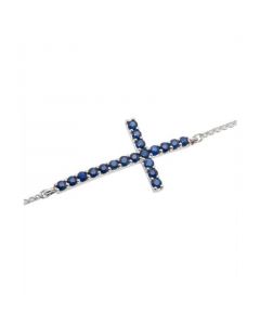 Sapphire East-West Cross Bolo Bracelet (7/8 ct. t.w.) in 14k White Gold