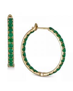 Sapphire In & Out Small Hoop Earrings (6 ct. t.w.) in Gold-Plated Sterling Silver, 1" (Also in Emerald & Ruby)