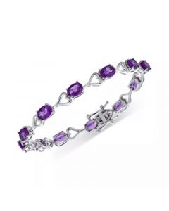 Heart Link Bracelet in Sterling Silver (Available in Amethyst, Garnet, Peridot, & Blue Topaz)