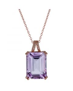 Pink Amethyst (13 ct. t.w.) & White Topaz (1/20 ct. t.w.) 18" Pendant Necklace in Gold-Plated Sterling Silver (Also in Blue Topaz, Green Quartz, & Mystic Topaz)