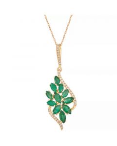 Sapphire (2-7/8 ct. t.w.) & Diamond (1/6 ct. t.w.) Flower Cluster 18" Pendant Necklace in 14k Gold (Also in Ruby & Emerald)