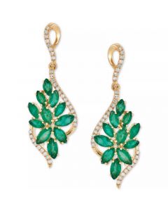 Ruby (3-1/5 ct. t.w.) & Diamond (1/4 ct. t.w.) Floral Cluster Drop Earrings in 14k White Gold (Also in Emerald & Saphire)