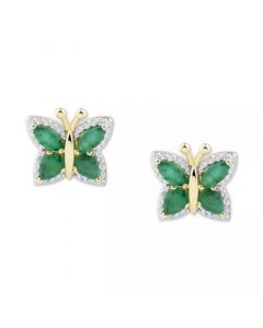 Sapphire (1-1/2 ct. t.w.) & Diamond (1/6 ct. t.w.) Butterfly Stud Earrings in 14k Gold (Also in Emerald & Ruby)