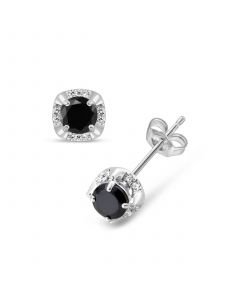 White Diamond & Treated Black Diamond (3/4 ct. t.w.) Stud Earrings in 14K White Gold