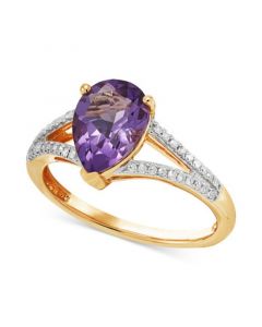 Amethyst ( 1-1/2 ct. t.w.) & Diamond (1/8 ct. t.w.) Ring in 14k Gold (Also in Blue Topaz)