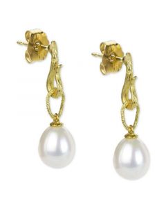 Cultured Freshwater Pearl (8-1/2mm) Dangle Drop Earrings in 14k Gold